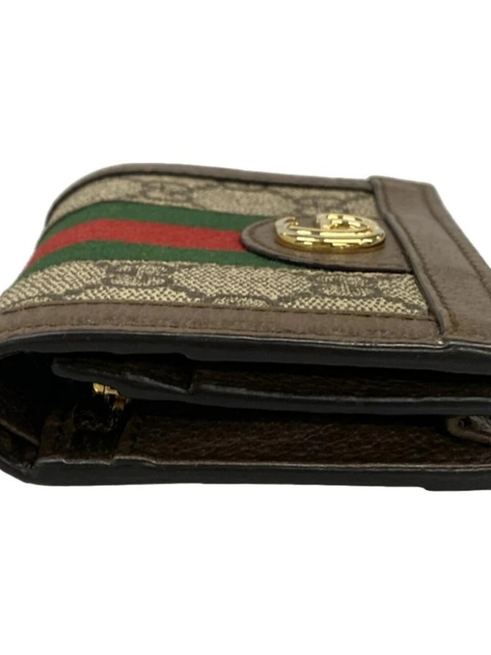 GUCCI Ophidia 523155 Beige Dark Brown Multi PVC Leather Bifold Wallet - Picture 9 of 11